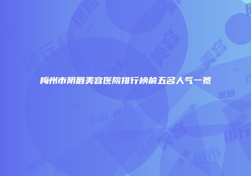 梅州市阴唇美容医院排行榜前五名人气一览