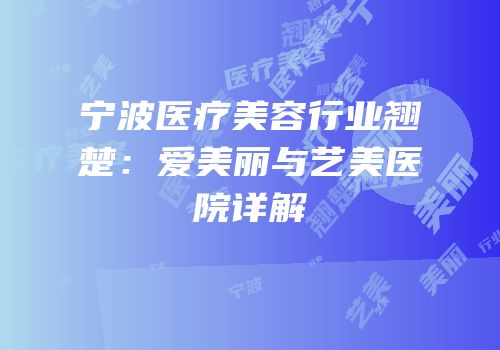 宁波医疗美容行业翘楚：爱美丽与艺美医院详解