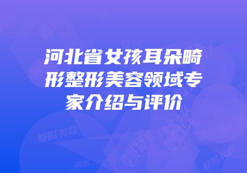 河北省女孩耳朵畸形整形美容领域专家介绍与评价