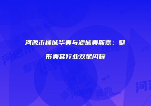 河源市槎城华美与源城美斯嘉：整形美容行业双星闪耀
