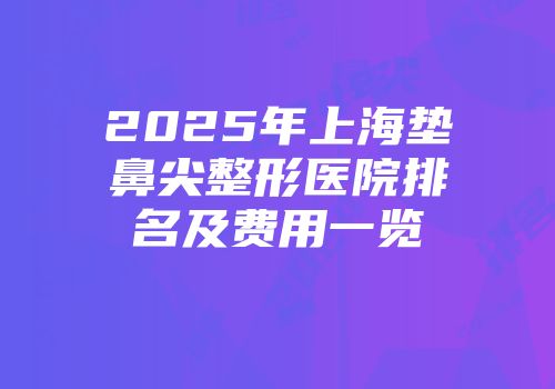 2025年上海垫鼻尖整形医院排名及费用一览