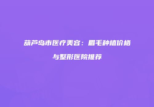 葫芦岛市医疗美容：眉毛种植价格与整形医院推荐