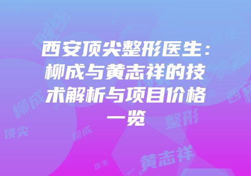 西安顶尖整形医生：柳成与黄志祥的技术解析与项目价格一览