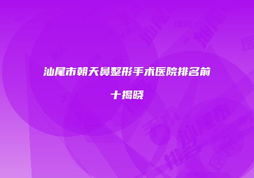 汕尾市朝天鼻整形手术医院排名前十揭晓