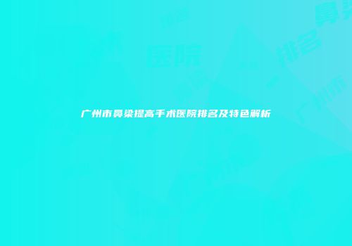 广州市鼻梁提高手术医院排名及特色解析