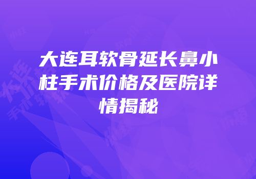 大连耳软骨延长鼻小柱手术价格及医院详情揭秘