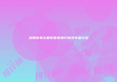 沈阳市鼻头整形医院排行榜及专业介绍