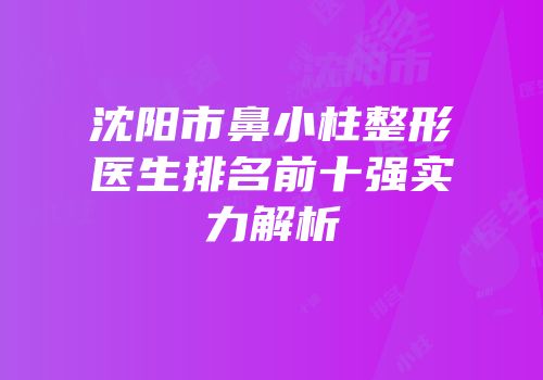 沈阳市鼻小柱整形医生排名前十强实力解析