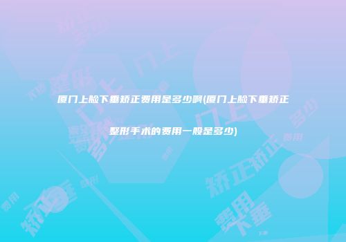 厦门上脸下垂矫正费用是多少啊(厦门上脸下垂矫正整形手术的费用一般是多少)