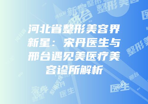 河北省整形美容界新星：宋丹医生与邢台遇见美医疗美容诊所解析