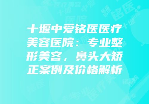 十堰中爱铭医医疗美容医院：专业整形美容，鼻头大矫正案例及价格解析