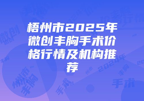 梧州市2025年微创丰胸手术价格行情及机构推荐