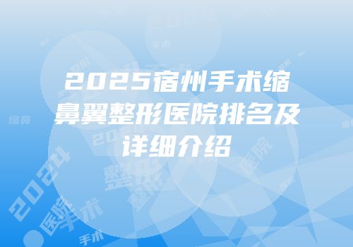 2025宿州手术缩鼻翼整形医院排名及详细介绍