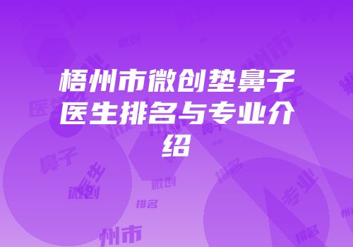 梧州市微创垫鼻子医生排名与专业介绍