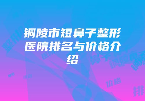 铜陵市短鼻子整形医院排名与价格介绍
