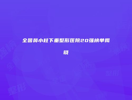 全国鼻小柱下垂整形医院20强榜单揭晓