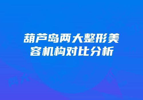 葫芦岛两大整形美容机构对比分析