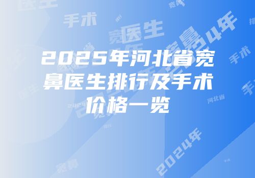 2025年河北省宽鼻医生排行及手术价格一览