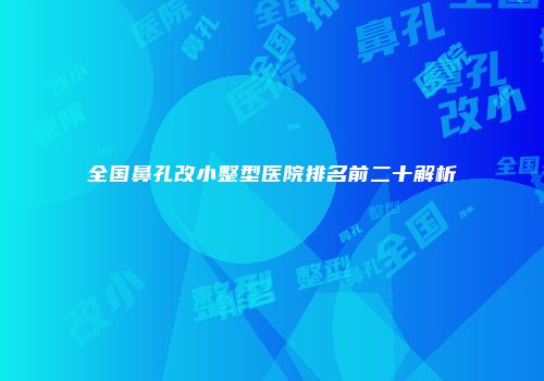 全国鼻孔改小整型医院排名前二十解析