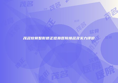 茂名软骨整形矫正短鼻医院排名及实力评价