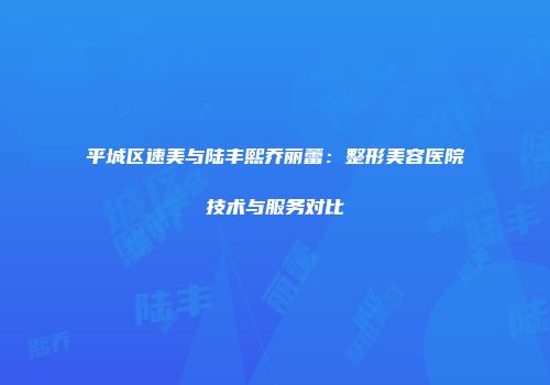 平城区速美与陆丰熙乔丽蕾：整形美容医院技术与服务对比