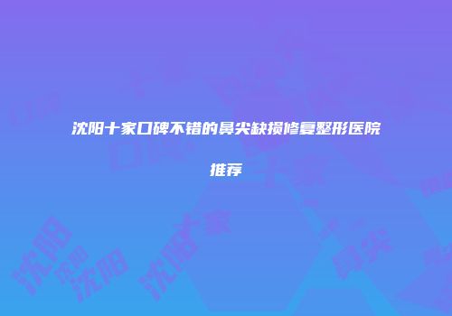 沈阳十家口碑不错的鼻尖缺损修复整形医院推荐