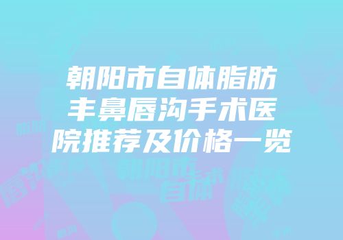 朝阳市自体脂肪丰鼻唇沟手术医院推荐及价格一览