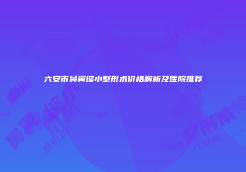 六安市鼻翼缩小整形术价格解析及医院推荐