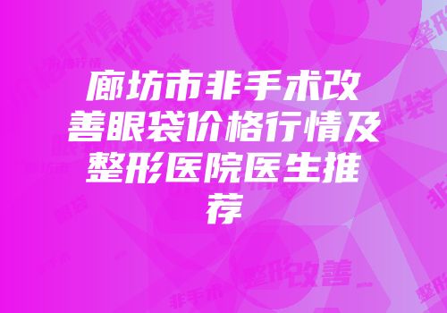 廊坊市非手术改善眼袋价格行情及整形医院医生推荐