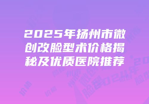 2025年扬州市微创改脸型术价格揭秘及优质医院推荐