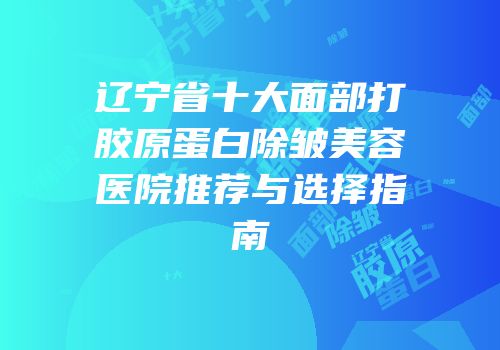 辽宁省十大面部打胶原蛋白除皱美容医院推荐与选择指南