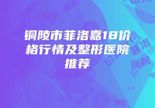 铜陵市菲洛嘉18价格行情及整形医院推荐
