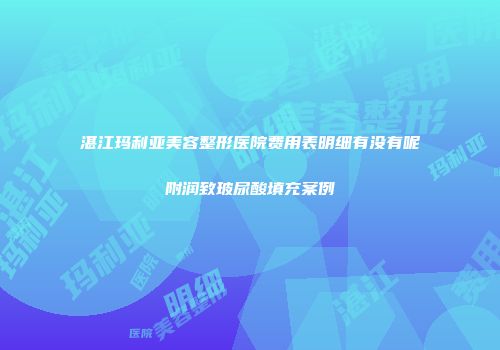 湛江玛利亚美容整形医院费用表明细有没有呢附润致玻尿酸填充案例