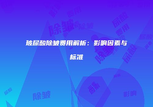 玻尿酸除皱费用解析：影响因素与标准