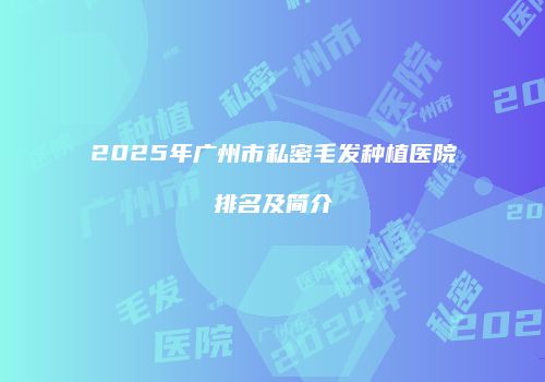 2025年广州市私密毛发种植医院排名及简介