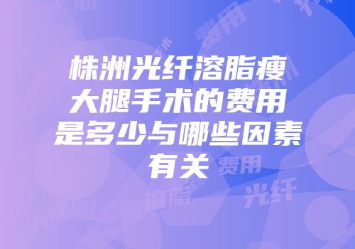 株洲光纤溶脂瘦大腿手术的费用是多少与哪些因素有关