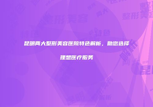 昆明两大整形美容医院特色解析，助您选择理想医疗服务