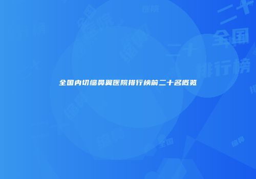 全国内切缩鼻翼医院排行榜前二十名概览