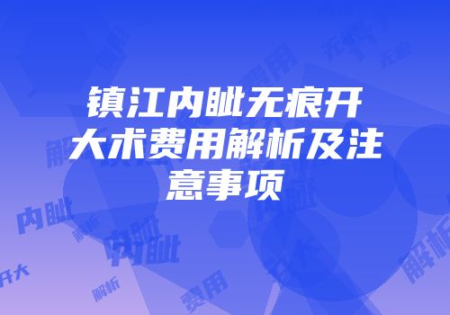 镇江内眦无痕开大术费用解析及注意事项