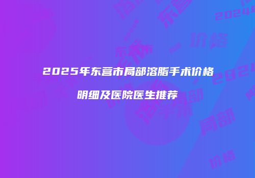 2025年东营市局部溶脂手术价格明细及医院医生推荐