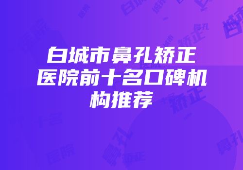 白城市鼻孔矫正医院前十名口碑机构推荐
