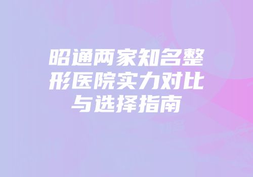 昭通两家知名整形医院实力对比与选择指南