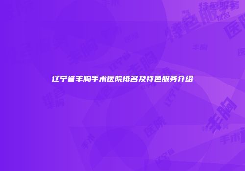 辽宁省丰胸手术医院排名及特色服务介绍