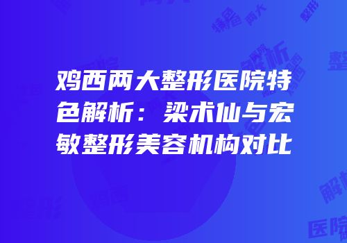 鸡西两大整形医院特色解析：梁术仙与宏敏整形美容机构对比