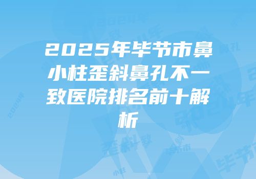 2025年毕节市鼻小柱歪斜鼻孔不一致医院排名前十解析
