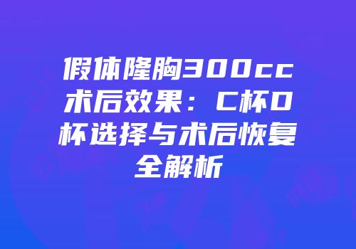 假体隆胸300cc术后效果：C杯D杯选择与术后恢复全解析