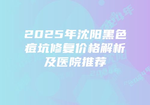 2025年沈阳黑色痘坑修复价格解析及医院推荐