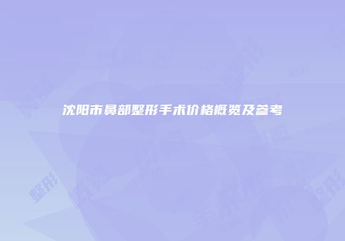 沈阳市鼻部整形手术价格概览及参考