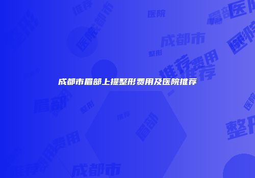 成都市眉部上提整形费用及医院推荐
