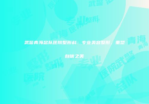 武警青海总队医院整形科：专业美容整形，重塑自信之美